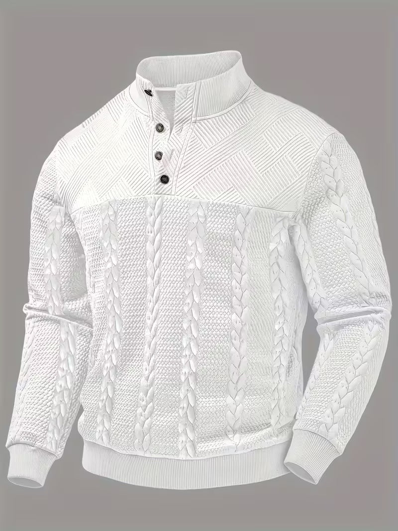 Retro Casual Stand-up Collar Four-button Pullover Hoodie