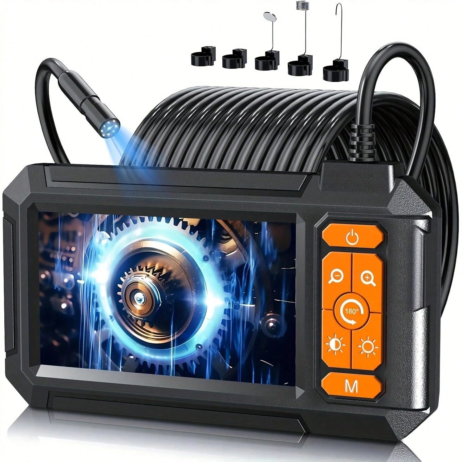 4.3-inch Industrial Endoscope 8mm HD Digital Inspection Camera IP67 Waterproof Rating Battery-Powered Ideal For Vehicle Maintenance, Machine Inspection, Blockage Removal, And Medical Equipment