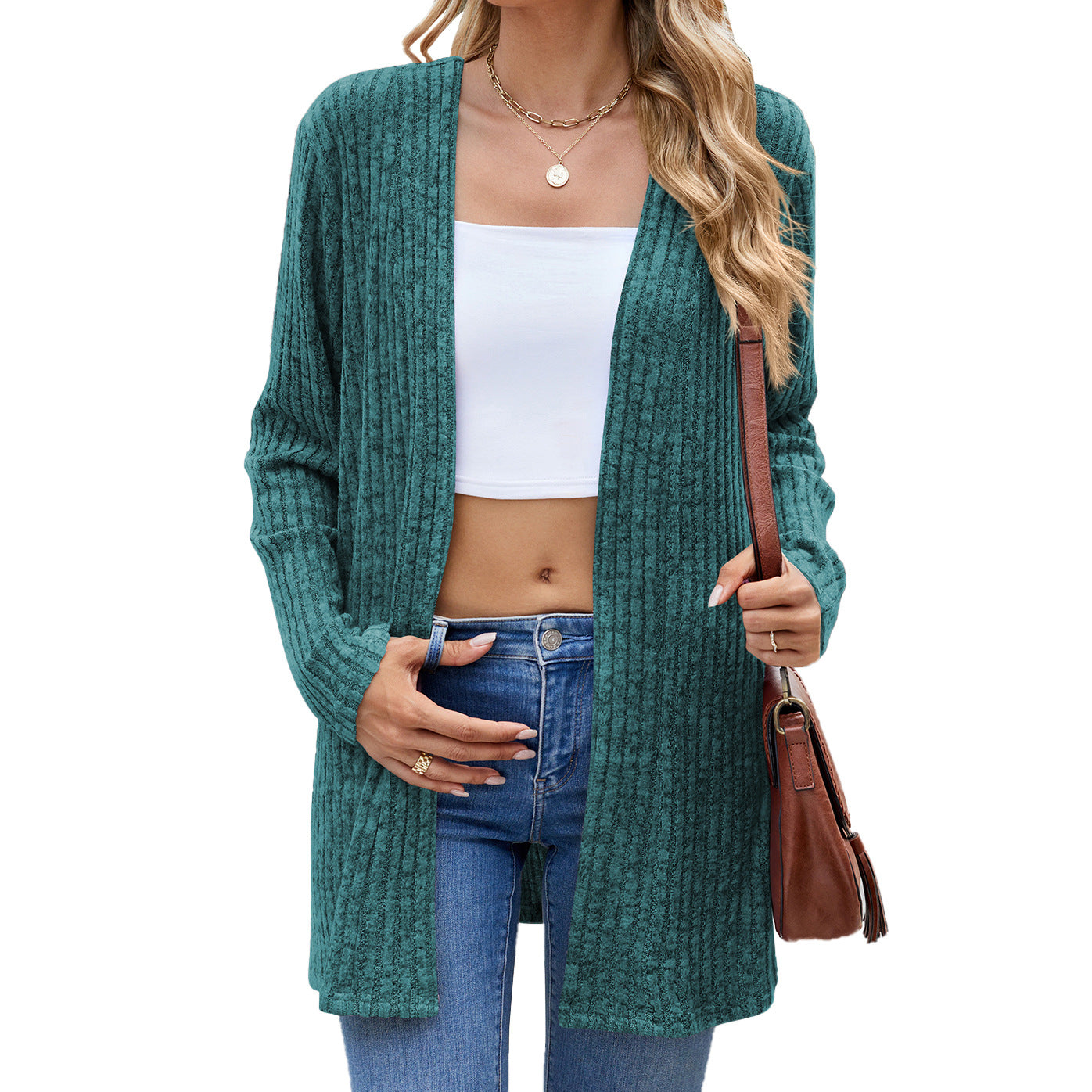Long Sleeve Loose Sunken Stripe Sanding Underwear Sweater