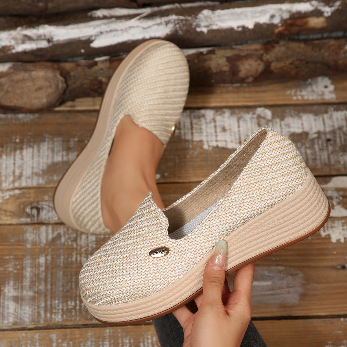 Women's Canvas Thick-soled Wedge Shoes