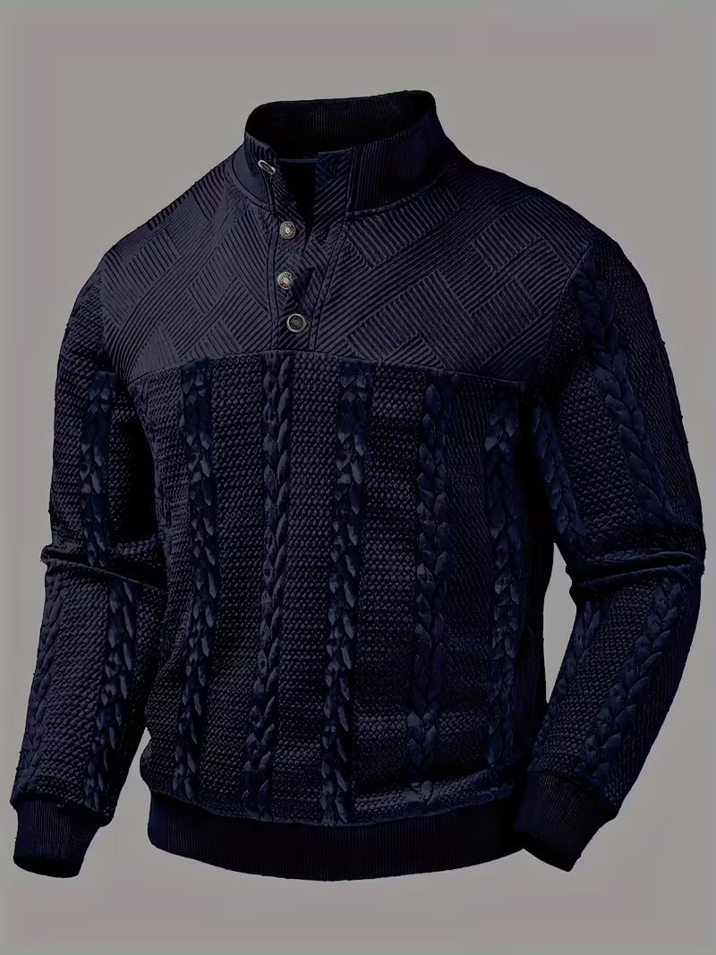 Retro Casual Stand-up Collar Four-button Pullover Hoodie