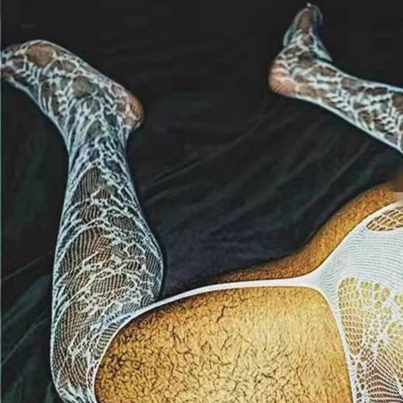 Men's Sexy Hollow-out Jacquard Bodysuit Tights
