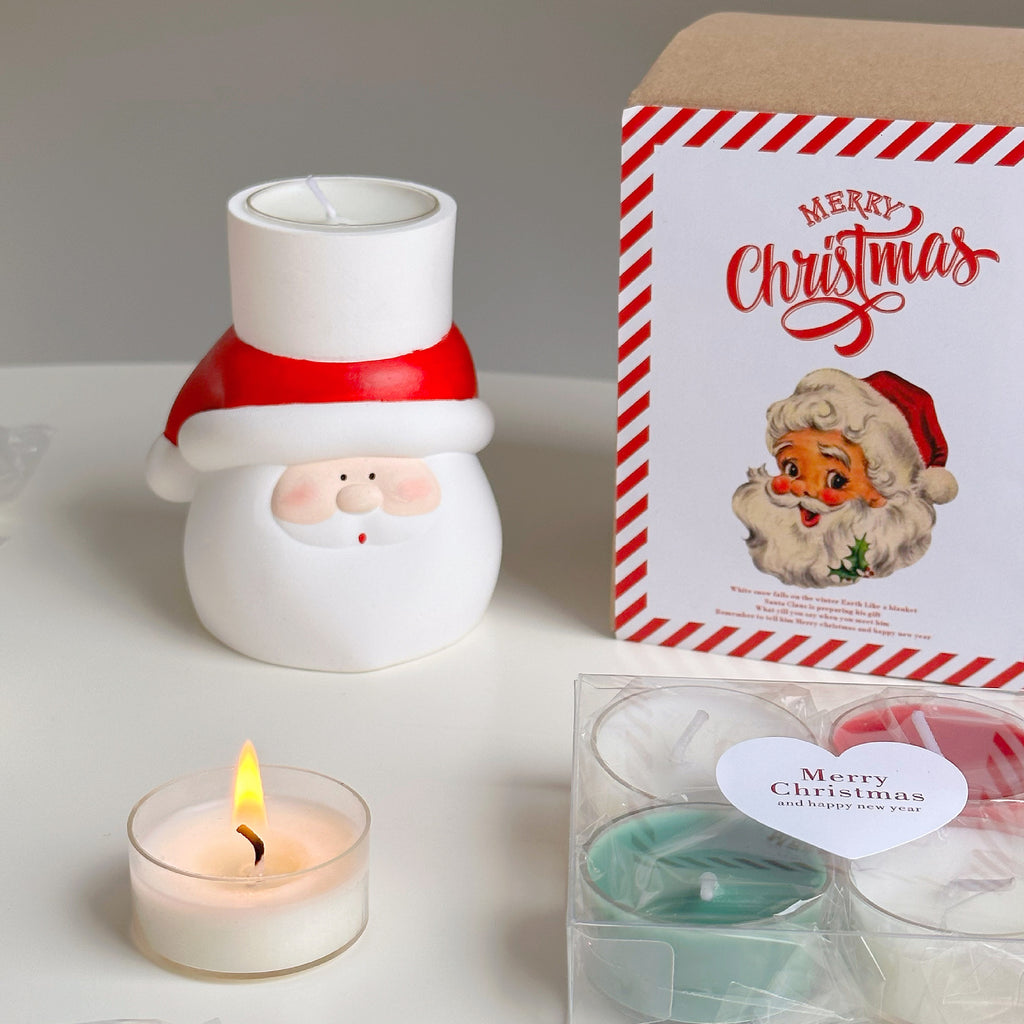 Hand Painted Santa Claus Plaster Candlestick Tealight