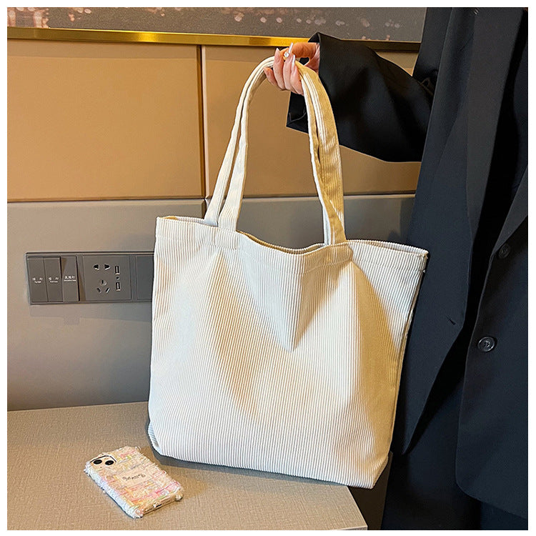 Large-Capacity Corduroy Tote Bag Simple And Stylish Shoulder
