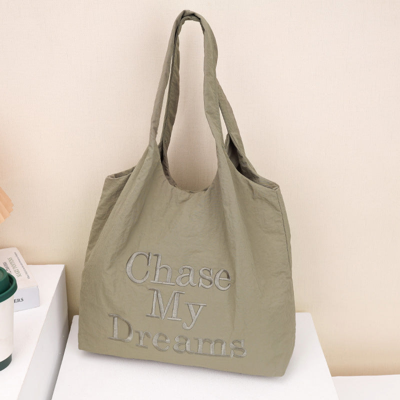 Korean-style 3D Letter Shoulder Bag With Minimalist Embroidery