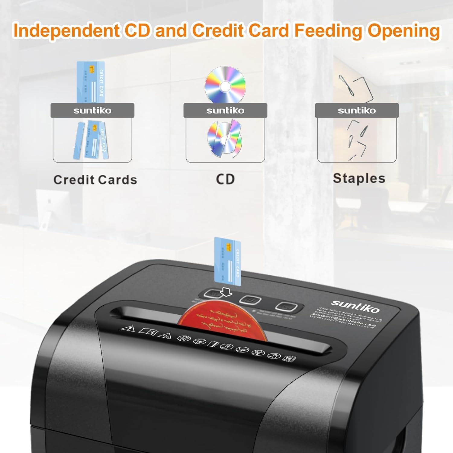 Woolsche Paper Shredder,18 Sheet Cross Cut Level P4,Shred Paper,Credit Card,CD,With Large Pull Out Bin,Insert Auto Jam Proof System Shredder For Home&Office