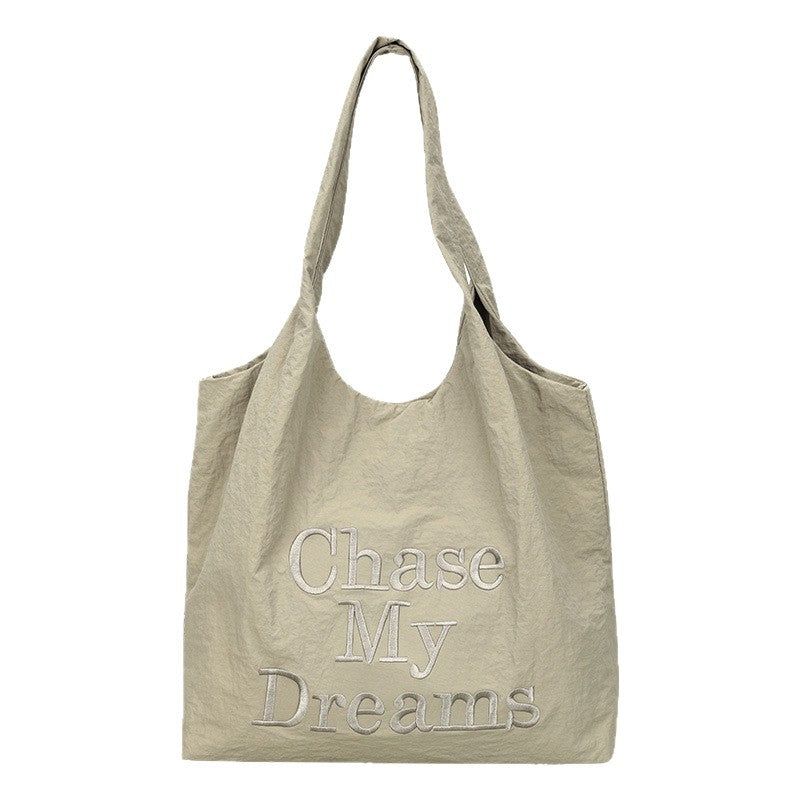Korean-style 3D Letter Shoulder Bag With Minimalist Embroidery