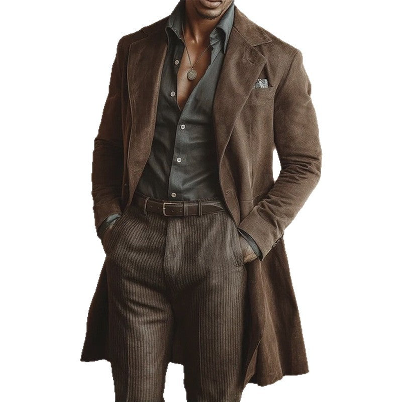 Mid-length Suede Velvet Retro Casual Blazer