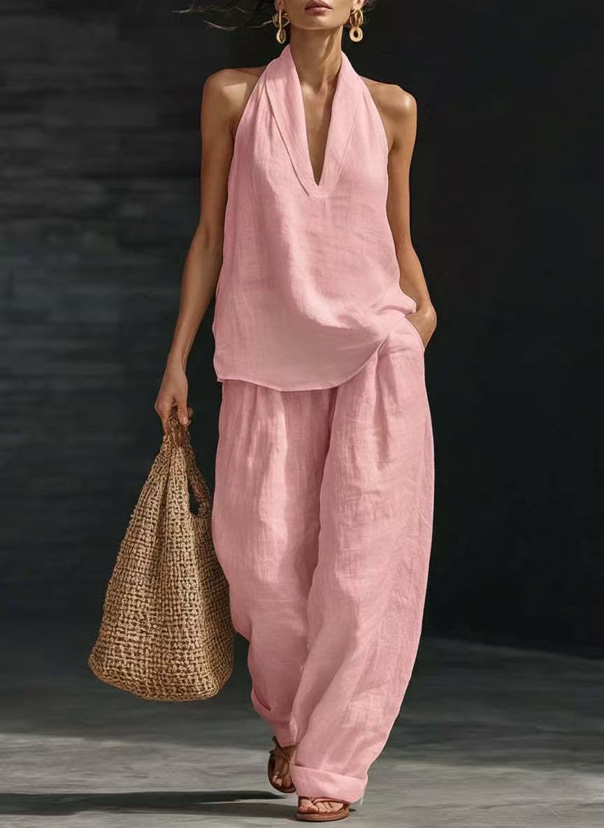 Casual Wide-Leg Pants Two-Piece Set Fashionable Trendy Style