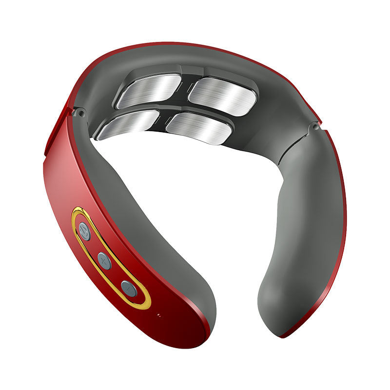 Four-Head Electric Pulse Neck Massager Far Infrared Heat Pain Relief Tool