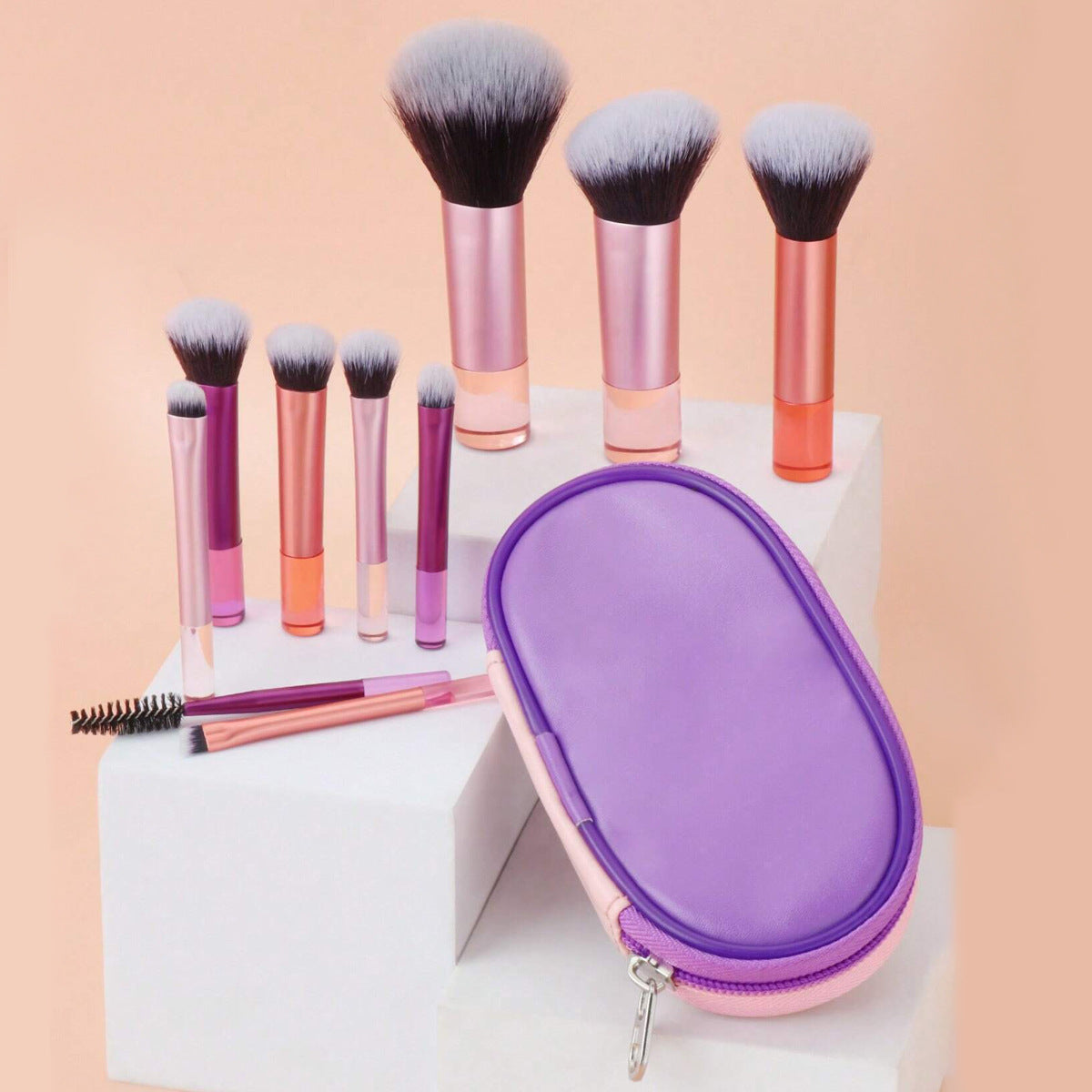 8 Long Tube Makeup Brushes Suit Multicolor