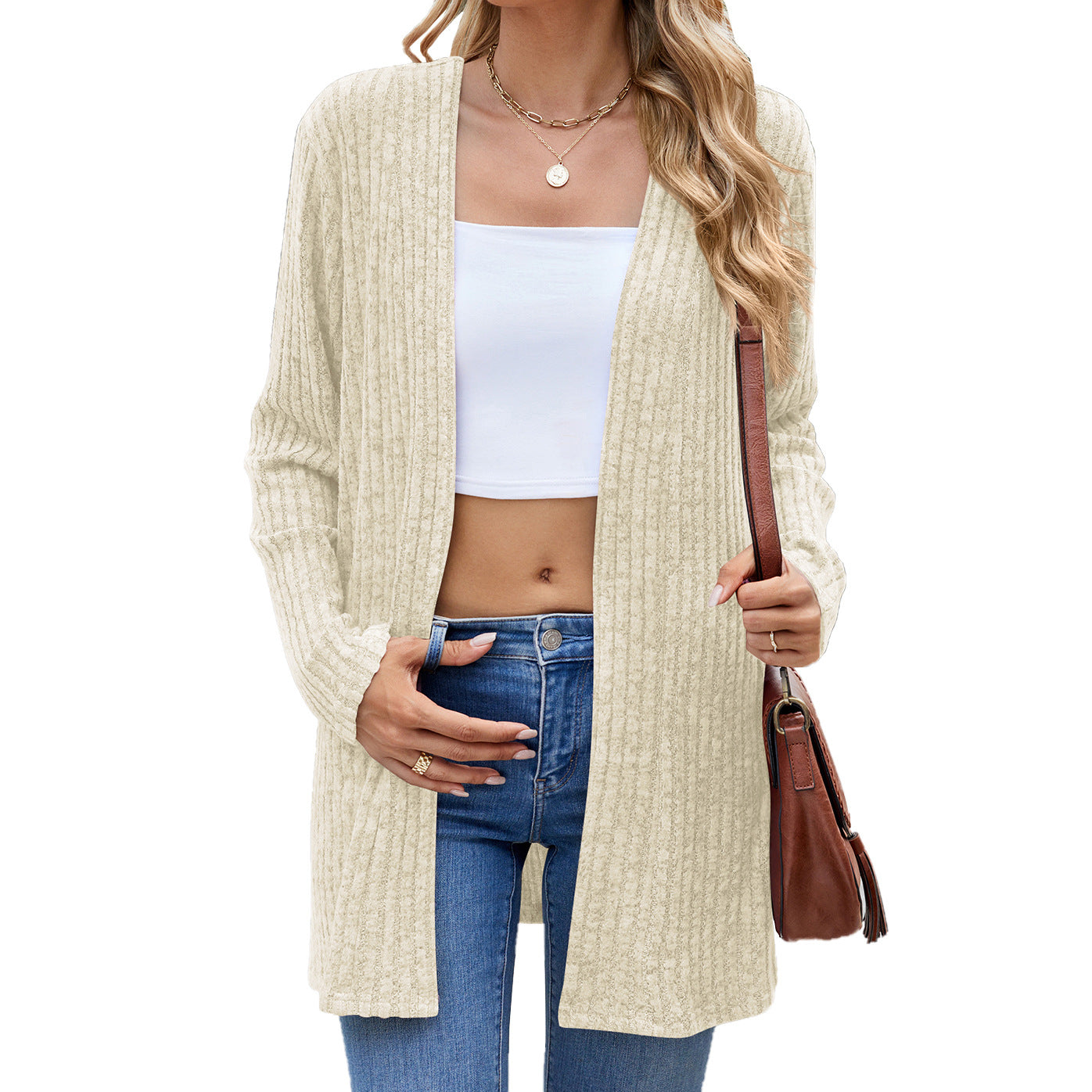 Long Sleeve Loose Sunken Stripe Sanding Underwear Sweater