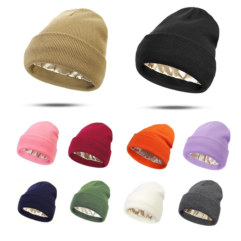 Women's Protective Hairstyle Warm Knitted Colored Hat Wool Hat Fashion Warm Knitted Wool Hat