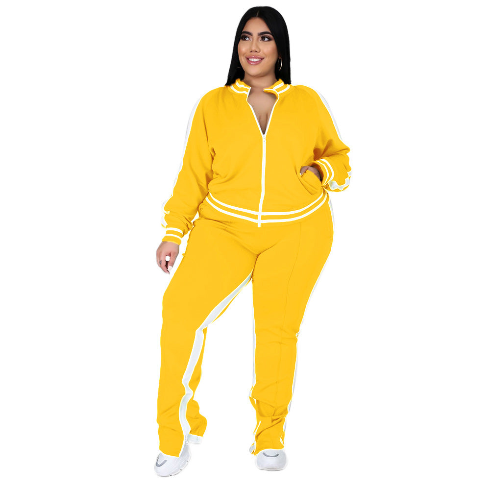Pure Color Featured Women's Sports Suit