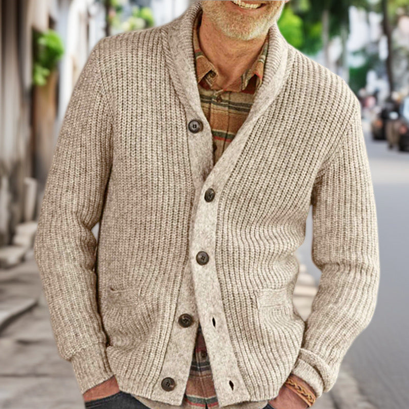 Turn-down Collar Thickened Knitwear Long-sleeve Cardigan Sweater