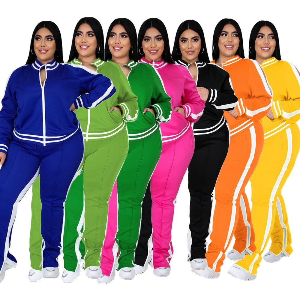 Pure Color Featured Women's Sports Suit