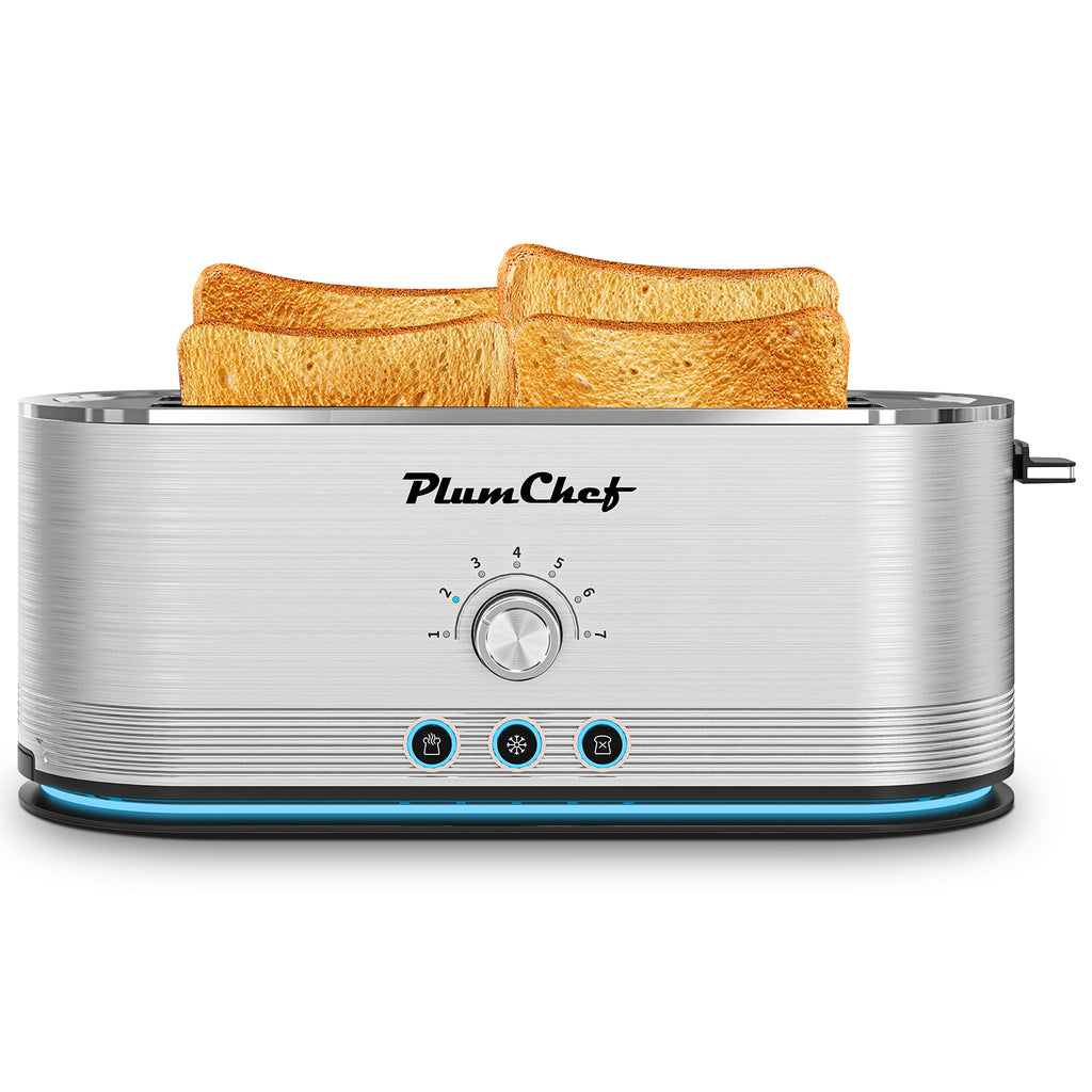 4-Slice Toaster, 7 Settings, Defrost, Reheat, Removable Crumb Tray, Full Body Stainless Steel Housing, Anti-Fingerprint, Anti-Jam, 1350W, Silver