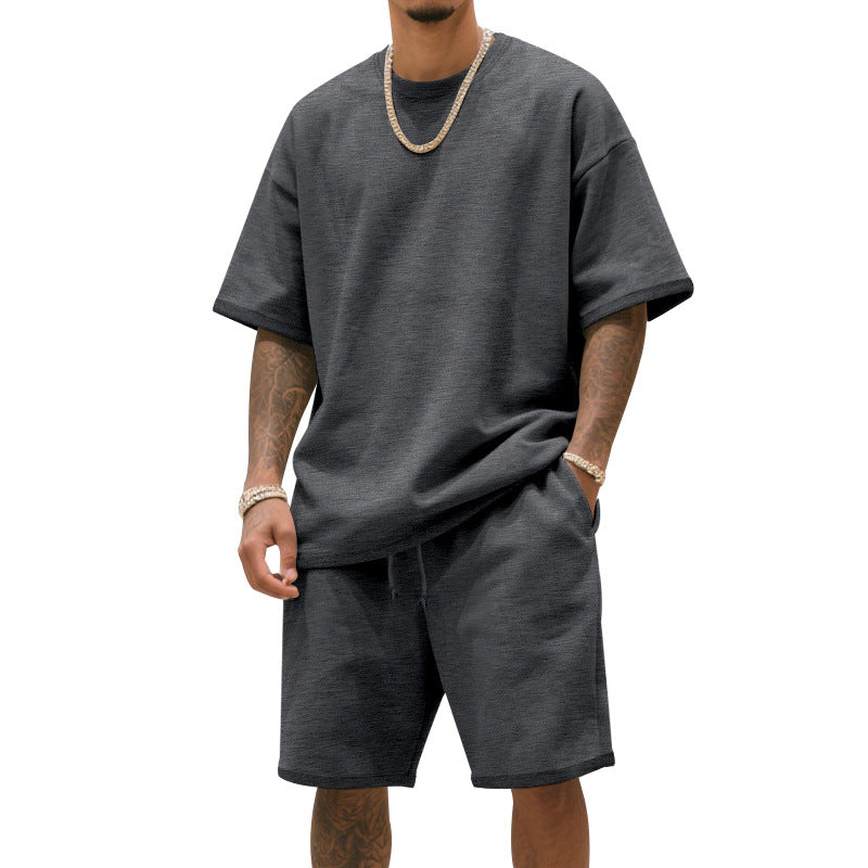 Mens Loose-Fit Summer Sports Short-Sleeve Suit