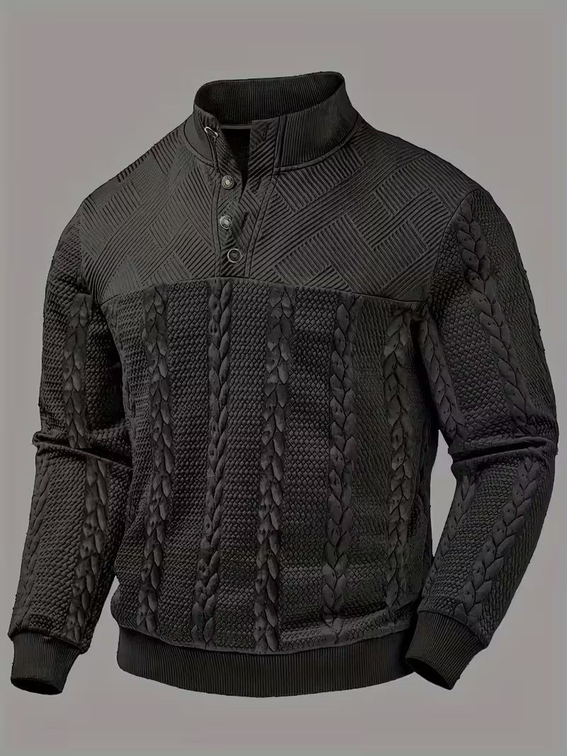 Retro Casual Stand-up Collar Four-button Pullover Hoodie