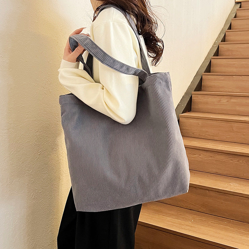 Large-Capacity Corduroy Tote Bag Simple And Stylish Shoulder
