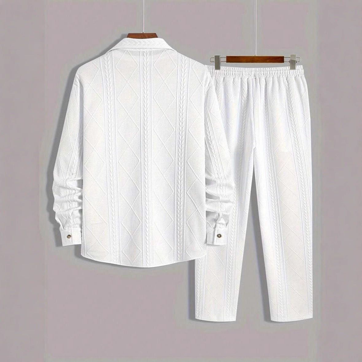 Men's Solid-Colored Casual Simple Loose Set With Lapel