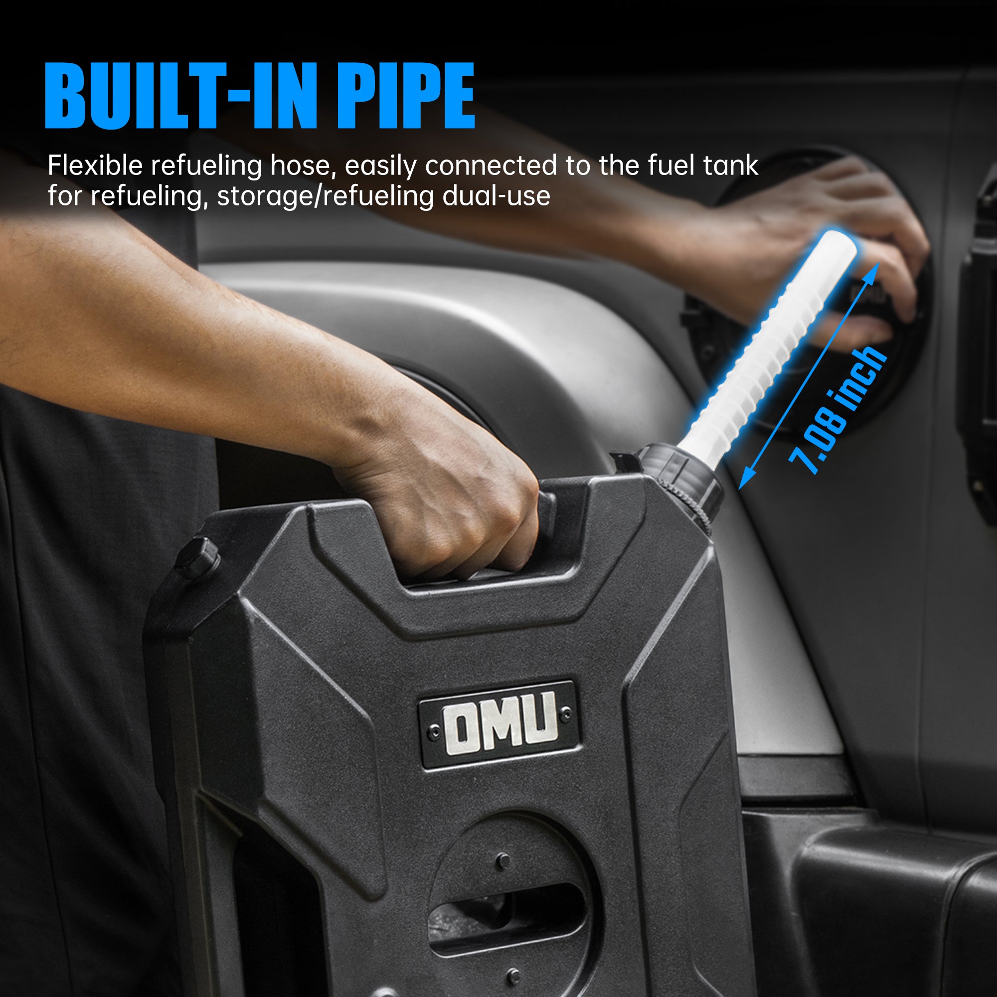 2.64 Gallon,10L Door Hinge Gasoline Container And Mount Set Compatible With 2007-2023 Jeep Wrangler JK JL JT, Gasoline Pack Mount Backing Plate With Snapin Spout Backup Petrol Water Storage Can