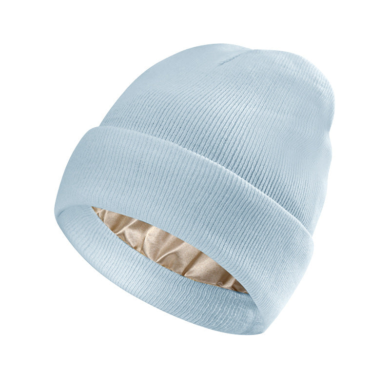 Women's Protective Hairstyle Warm Knitted Colored Hat Wool Hat Fashion Warm Knitted Wool Hat