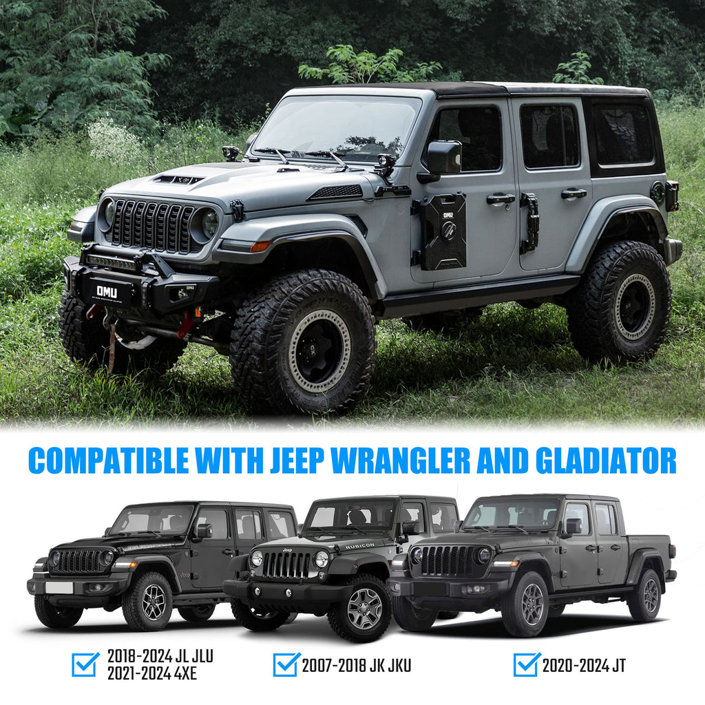 2.64 Gallon,10L Door Hinge Gasoline Container And Mount Set Compatible With 2007-2023 Jeep Wrangler JK JL JT, Gasoline Pack Mount Backing Plate With Snapin Spout Backup Petrol Water Storage Can