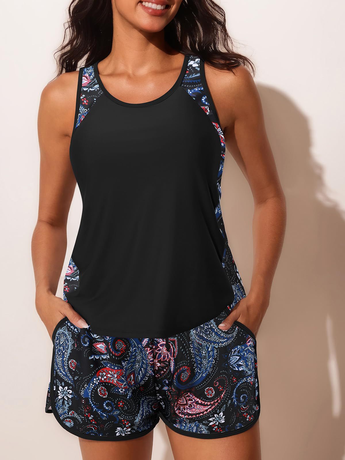 Two-piece Sports Swimwear Set Tank Top And Boxer Briefs