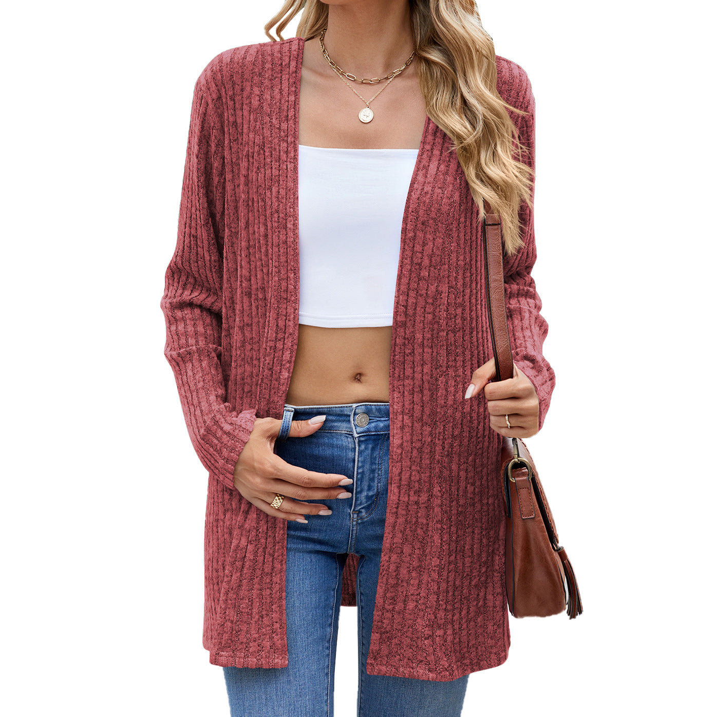 Long Sleeve Loose Sunken Stripe Sanding Underwear Sweater