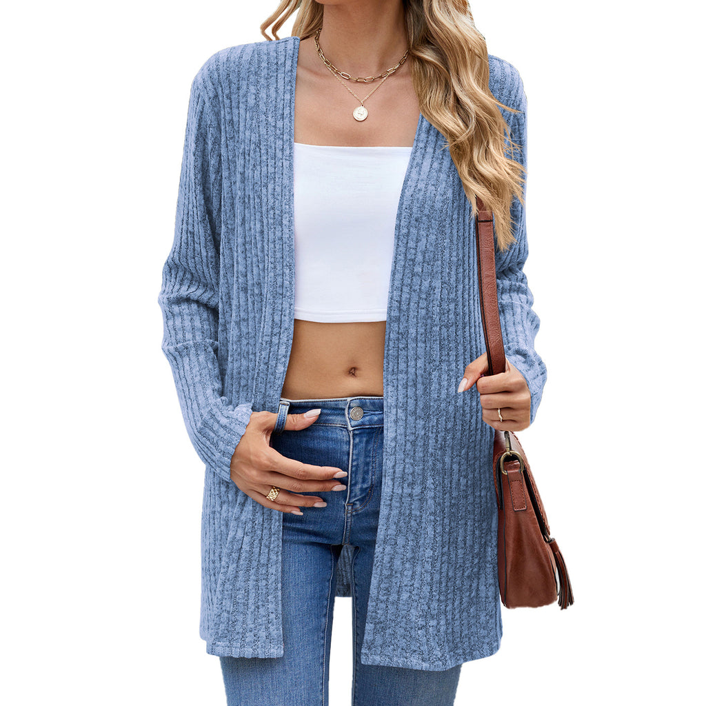 Long Sleeve Loose Sunken Stripe Sanding Underwear Sweater