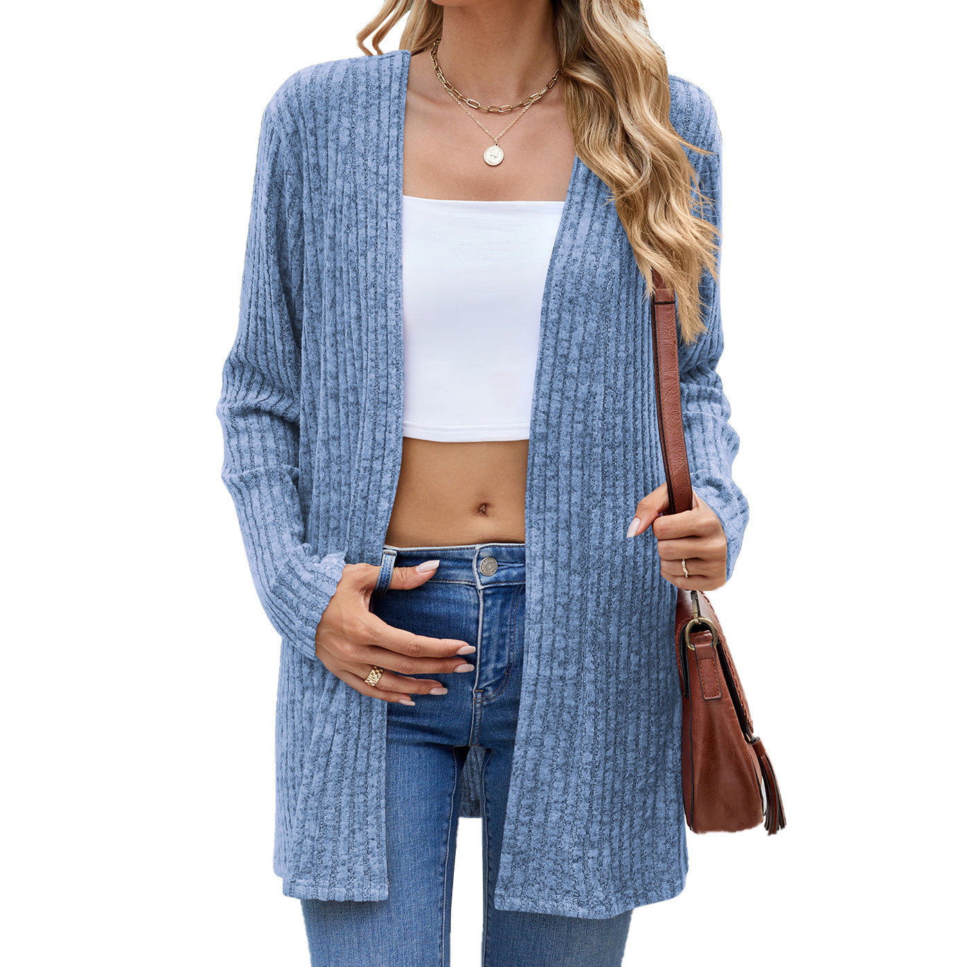 Long Sleeve Loose Sunken Stripe Sanding Underwear Sweater