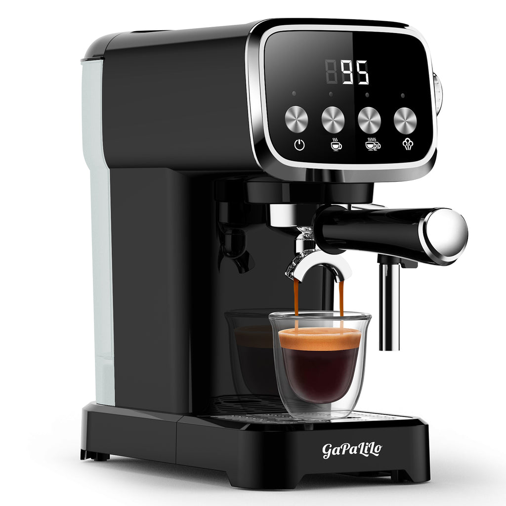 20 BAR Slim Espresso Machine With Milk Frother, Cup Warmer, 43 OZ Detachable Tank, For Espresso, Americano, Latte, Space-Saving, Screen Button, Black
