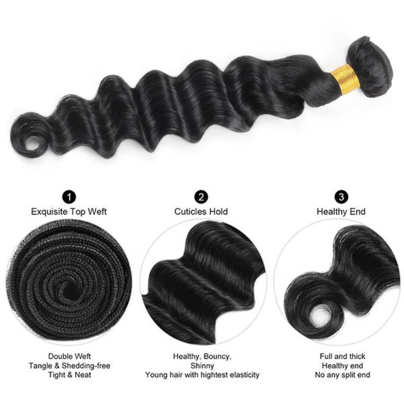 Glueless Body Wave Human Hair Bundles For Daily Wear10A Virgin Remy Hair Weave Soft & Thick Natural BlackHuman Hair Extensions 24 Inches