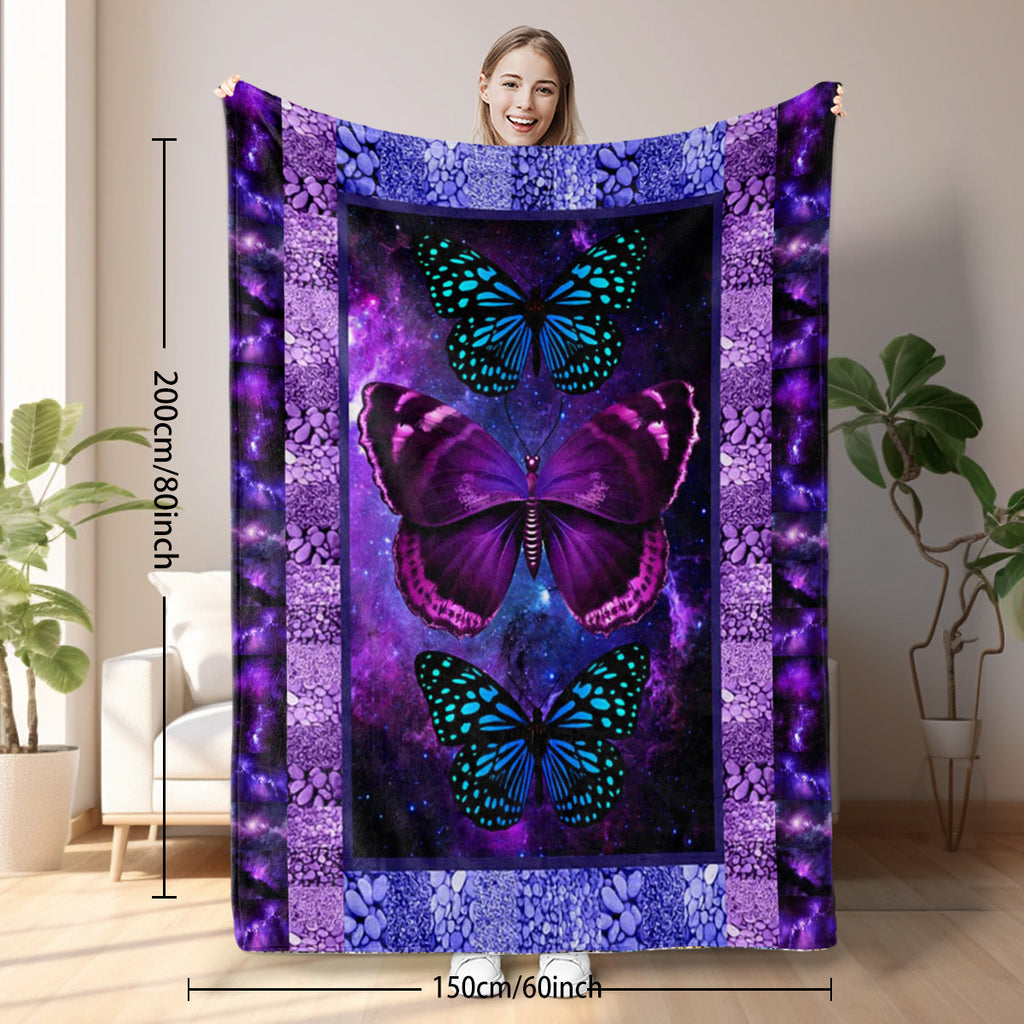 Cozy Butterfly Printed Flannel Blanket - Soft, Warm, And Lightweight Throw For Couch, Sofa, Office, Bed, Camping, And Travel - Multi-Purpose Gift For All Seasons With Versatile Design