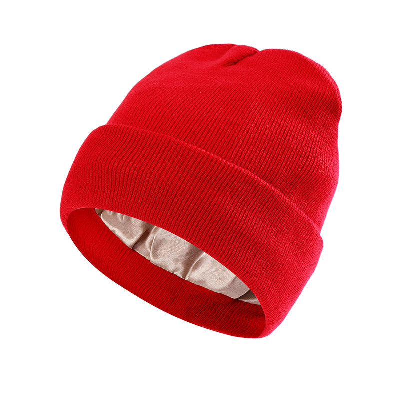 Women's Protective Hairstyle Warm Knitted Colored Hat Wool Hat Fashion Warm Knitted Wool Hat