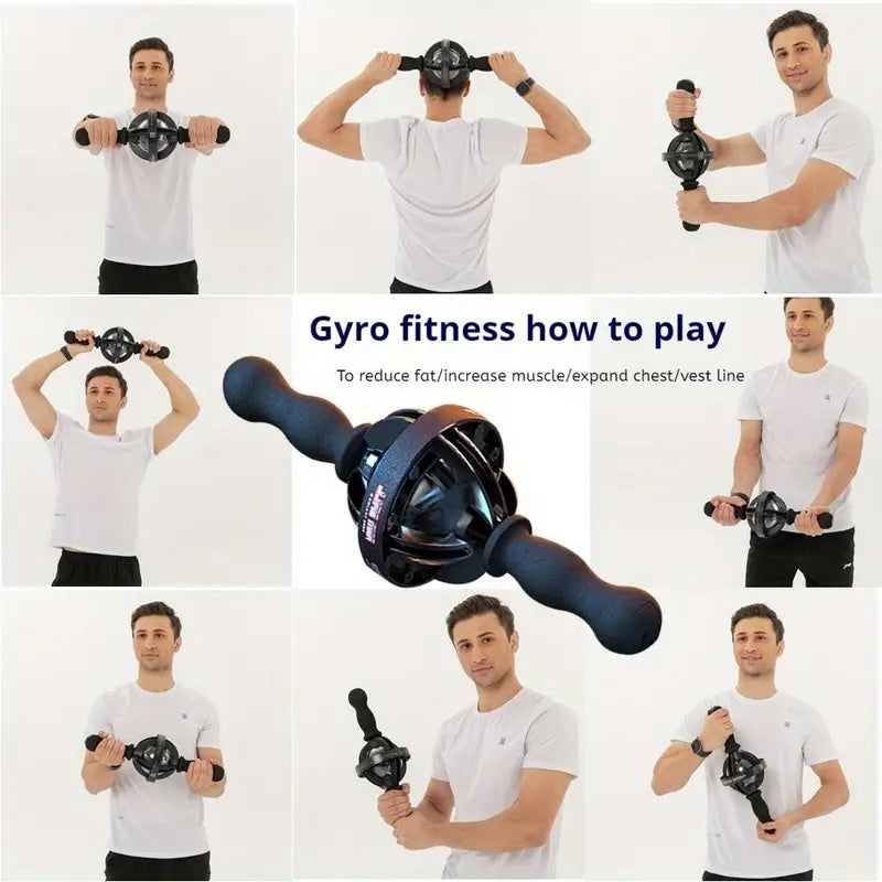 1pc Black Gyro Fitness Trainer  Stainless Steel Core Wrist  Forearm Exerciser With Pull Rope, Fit, Non Electric Handheld Fitness Equipment For Home Use, Enhances Muscle & Reduces, Gym Accessories