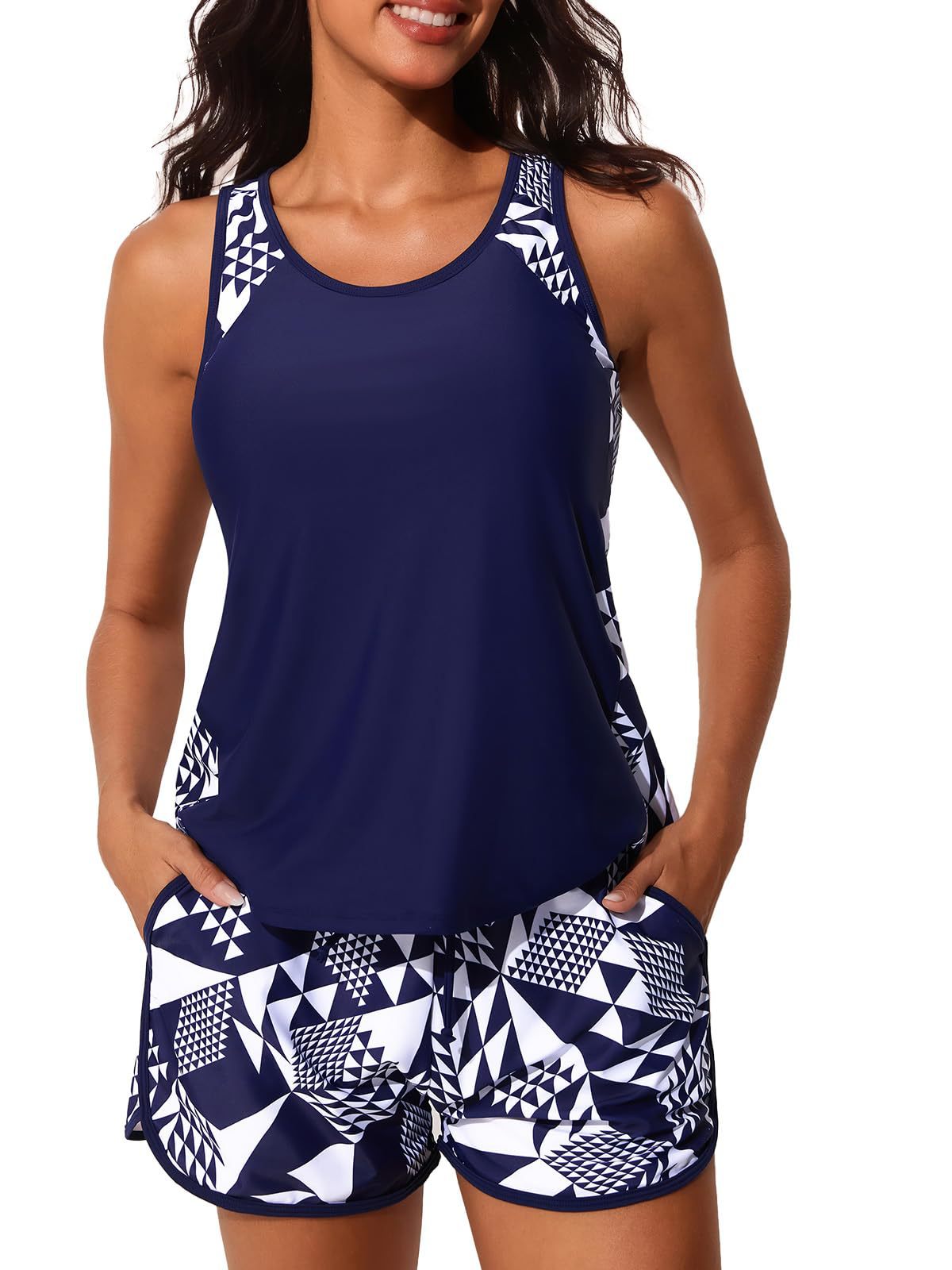 Two-piece Sports Swimwear Set Tank Top And Boxer Briefs