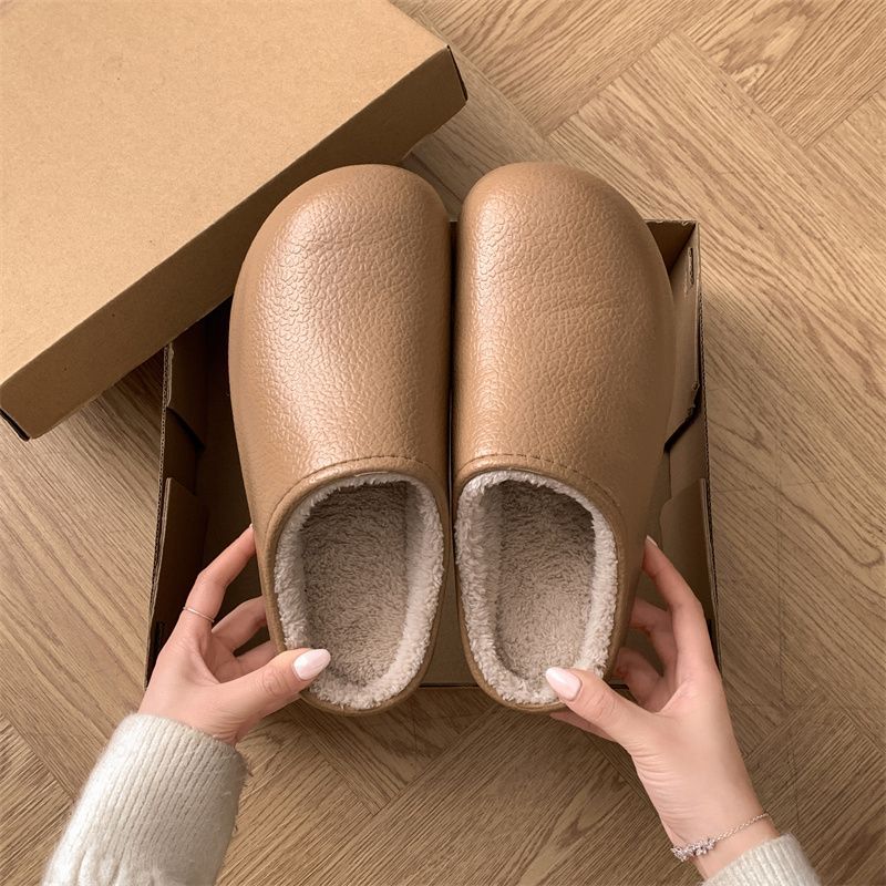 Non Slip Closed Toe Thick Soled Height Increasing Insulated Cotton Slippers