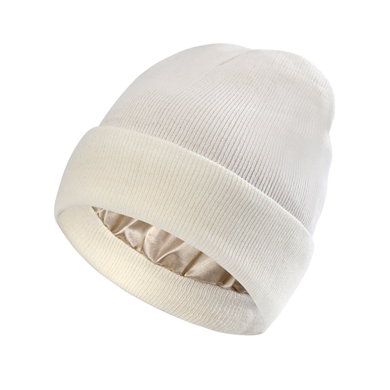 Women's Protective Hairstyle Warm Knitted Colored Hat Wool Hat Fashion Warm Knitted Wool Hat
