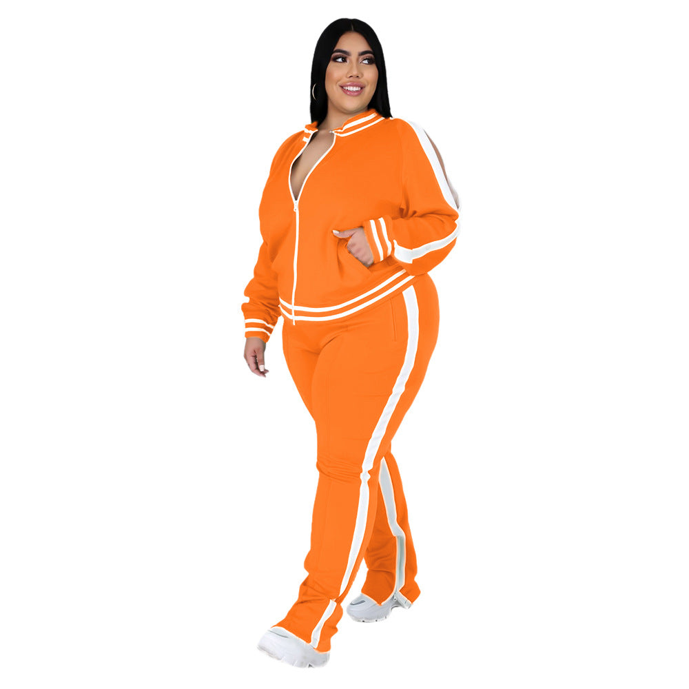 Pure Color Featured Women's Sports Suit