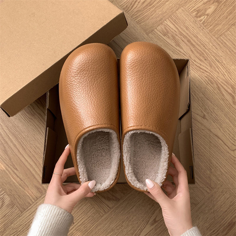 Non Slip Closed Toe Thick Soled Height Increasing Insulated Cotton Slippers