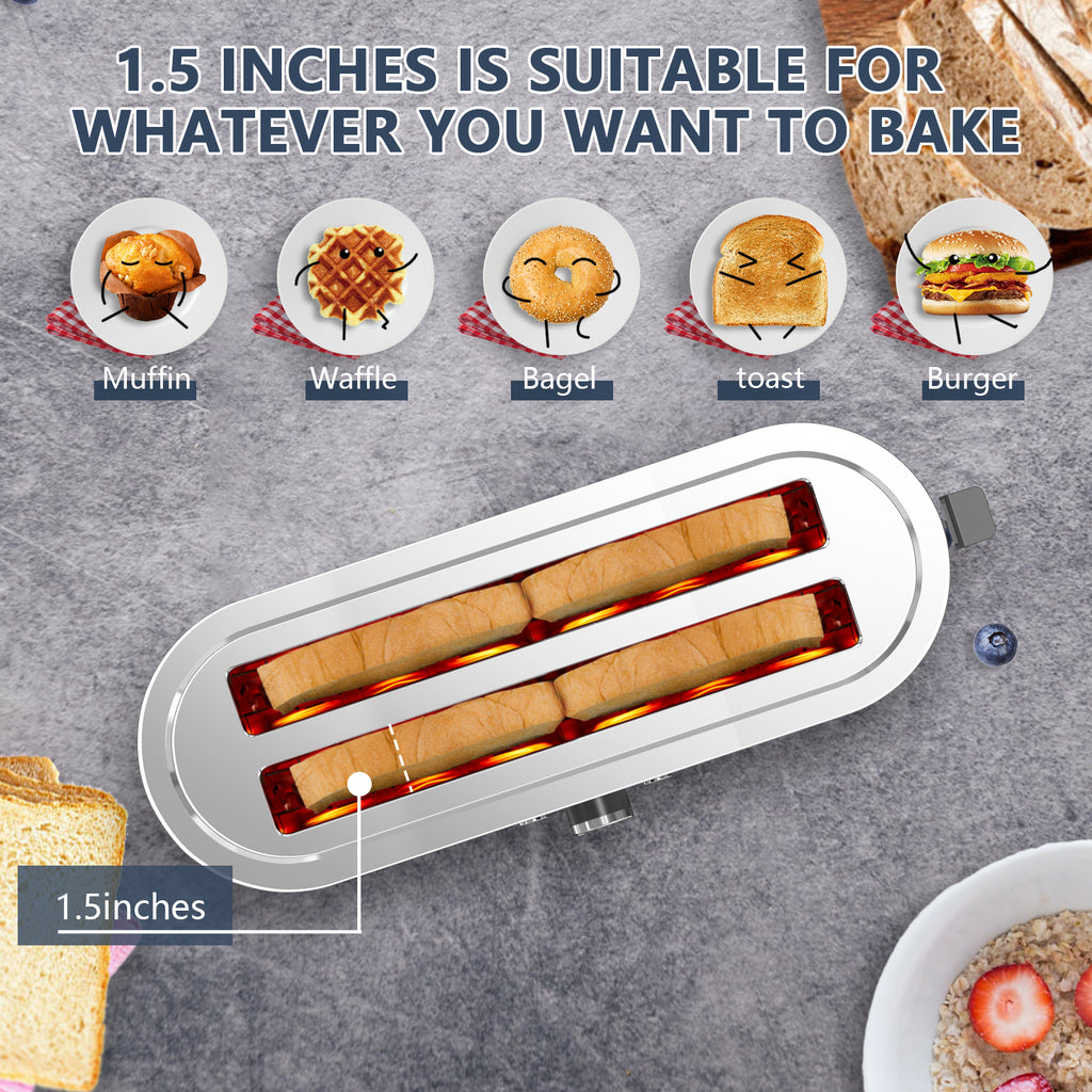 4-Slice Toaster, 7 Settings, Defrost, Reheat, Removable Crumb Tray, Full Body Stainless Steel Housing, Anti-Fingerprint, Anti-Jam, 1350W, Silver