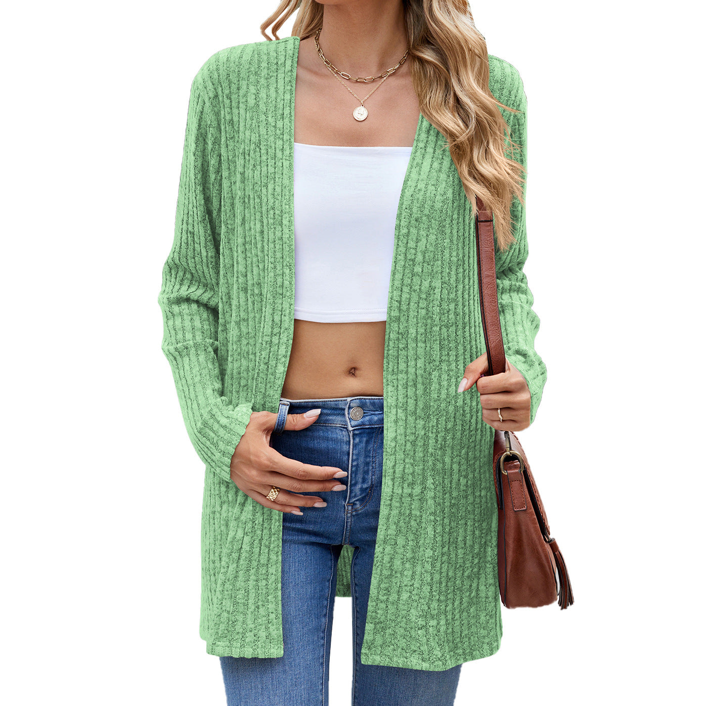 Long Sleeve Loose Sunken Stripe Sanding Underwear Sweater