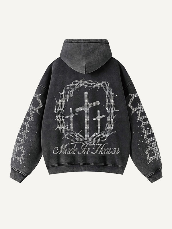 Printed Casual Zip-up Hoodie