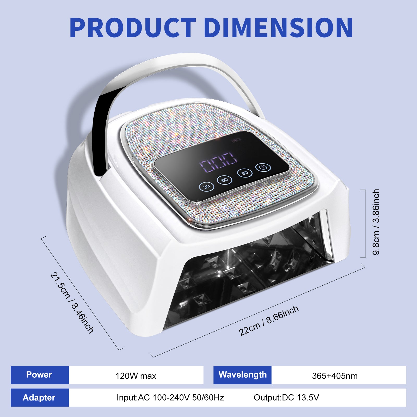 Rechargeable UV LED Nail Lamp, Cordless Nail Lamp For Gel Polish, UV Nail Lamp With 4 Timer Setting And Handle, Professional Nail UV Light For Gel Nails With 30 Beads For Salon And Home