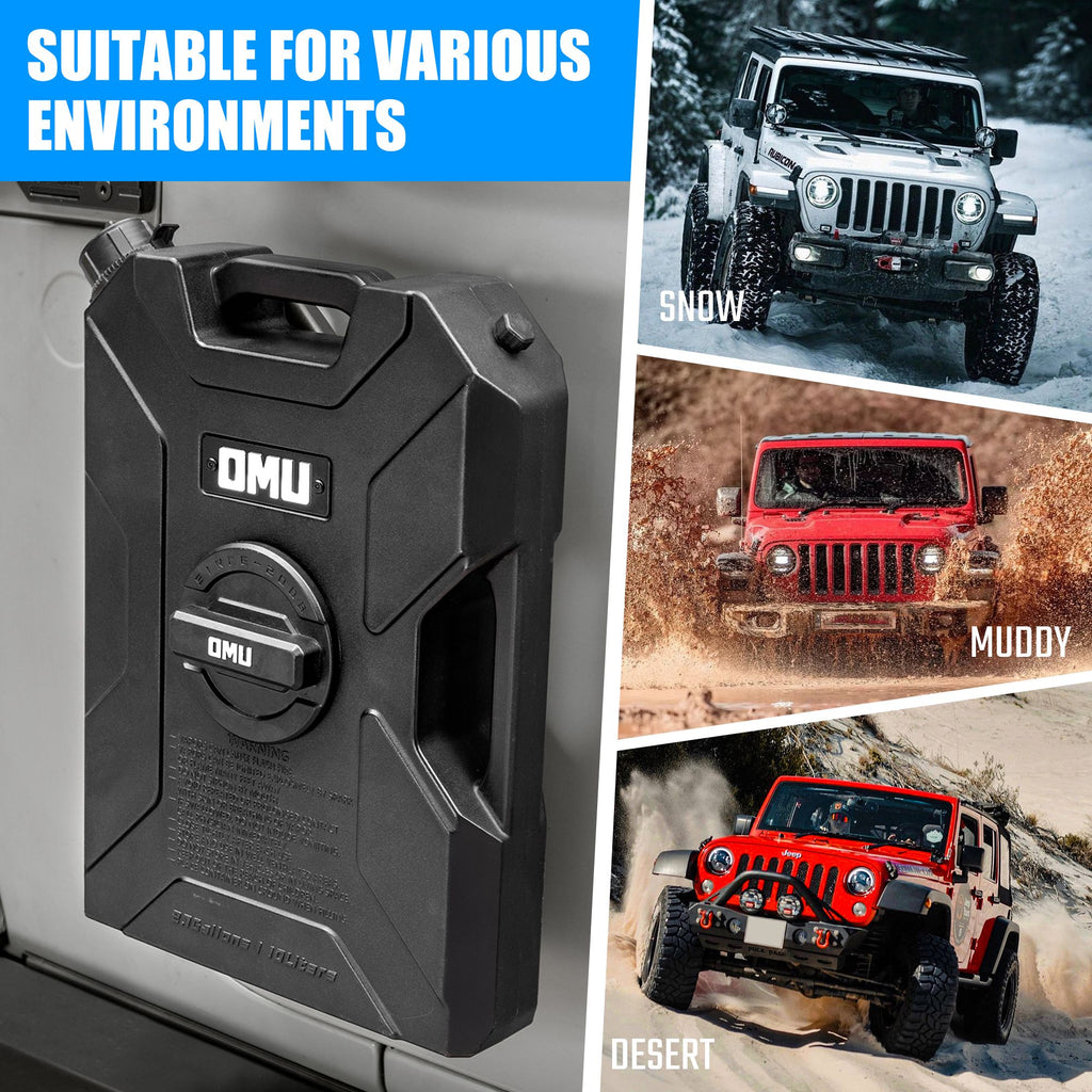 2.64 Gallon,10L Door Hinge Gasoline Container And Mount Set Compatible With 2007-2023 Jeep Wrangler JK JL JT, Gasoline Pack Mount Backing Plate With Snapin Spout Backup Petrol Water Storage Can