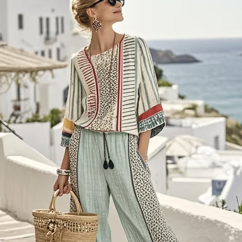 Women'S Loose Printed Pants Set