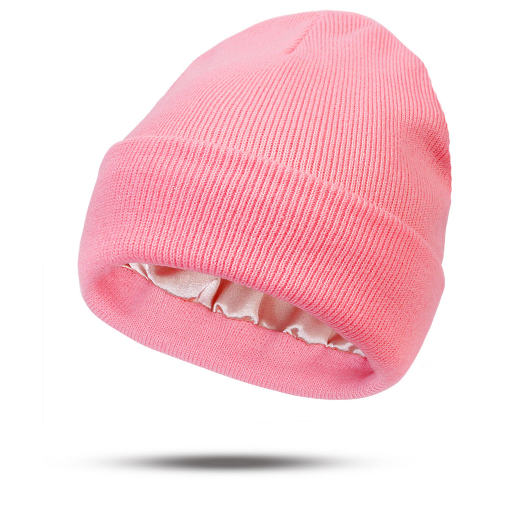 Women's Protective Hairstyle Warm Knitted Colored Hat Wool Hat Fashion Warm Knitted Wool Hat