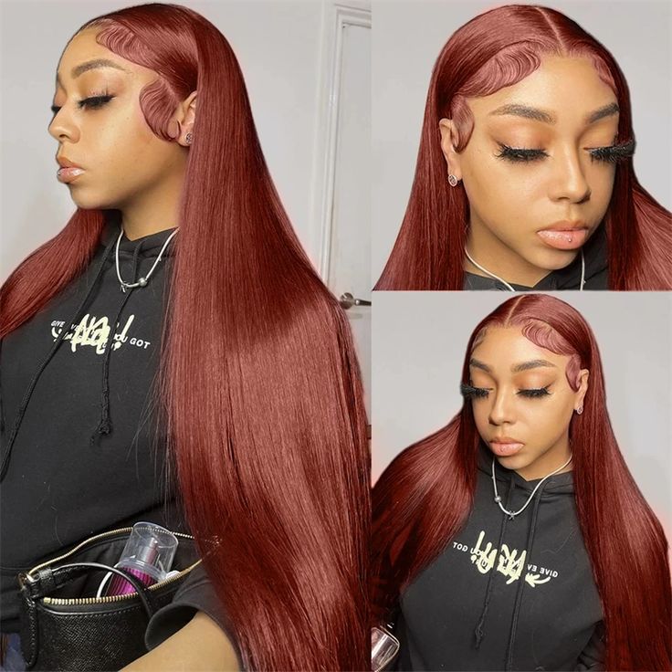Red Brown 33color Huamn Hair Wig 134HD Transparent Lace